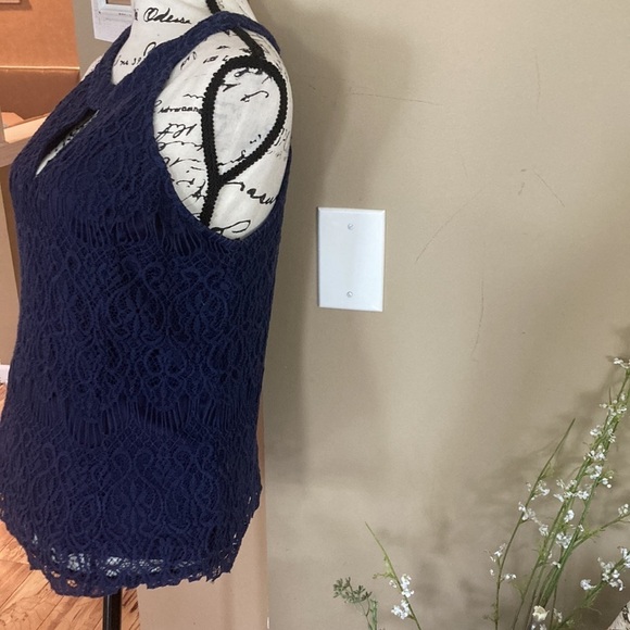 Pinky size large navy blue women’s sleeveless tank top lace - Picture 5 of 9